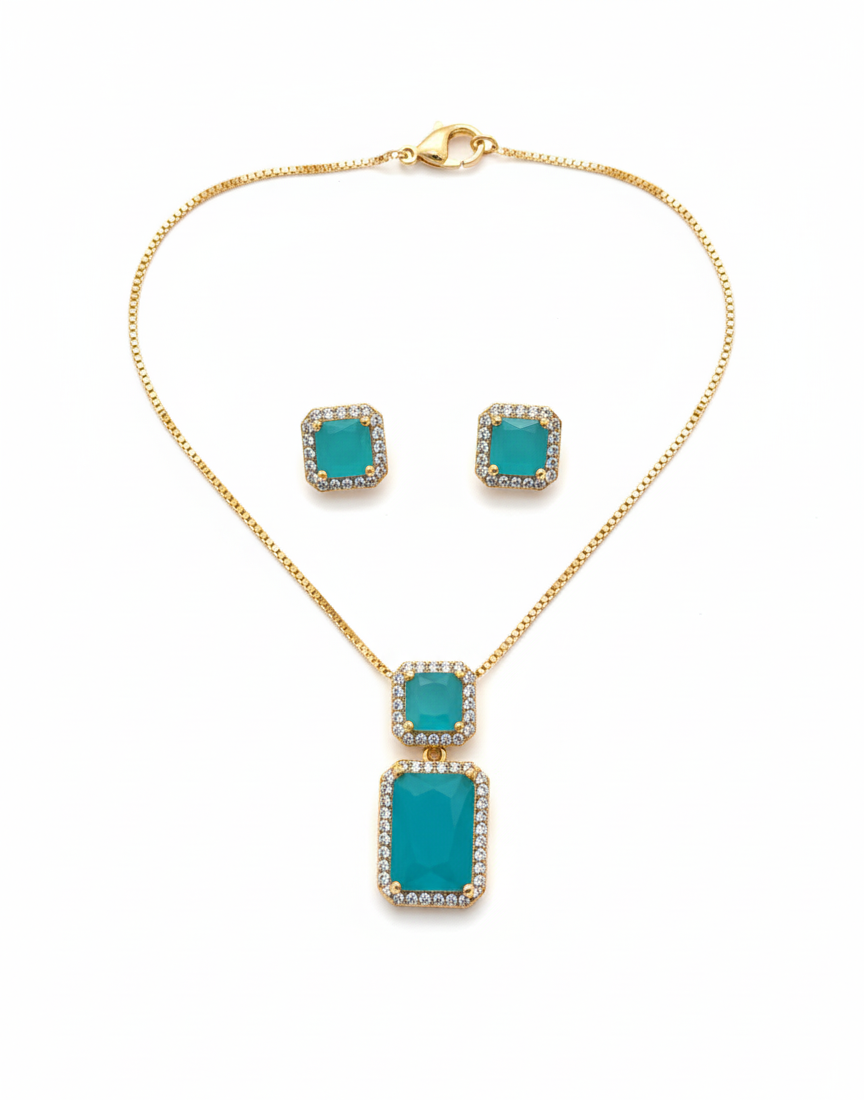 Azure Dreamcatcher Turquoise CZ Necklace & Earring Set