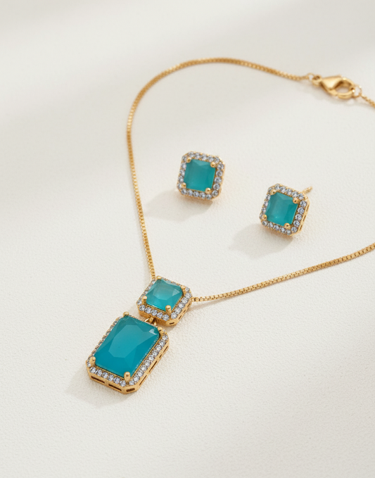 Azure Dreamcatcher Turquoise CZ Necklace & Earring Set