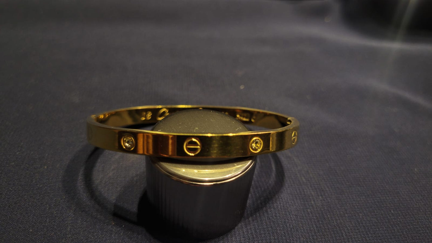 Gold-Tone Screw Bangle with Crystals