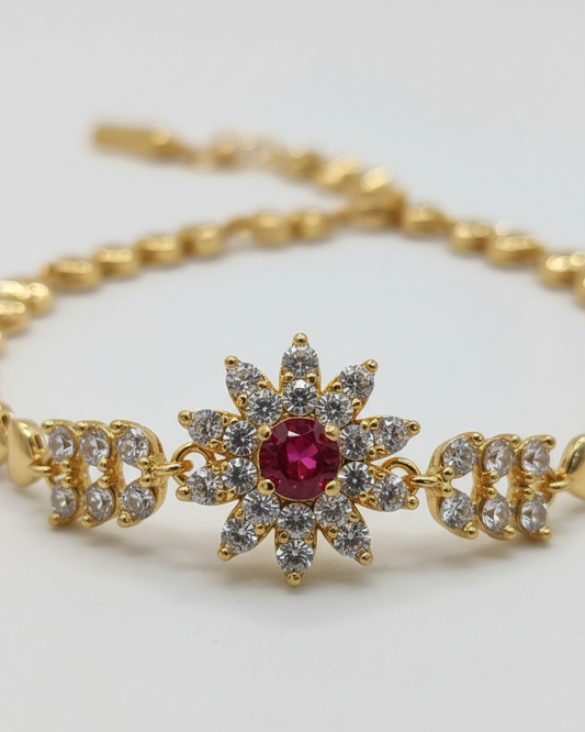 Ruby Bloom Heart Bracelet