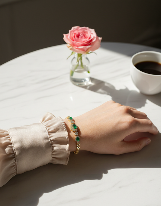 Three-Stone Emerald Accent Bracelet