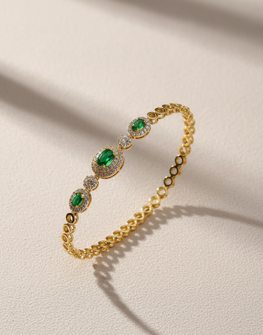 Three-Stone Emerald Accent Bracelet