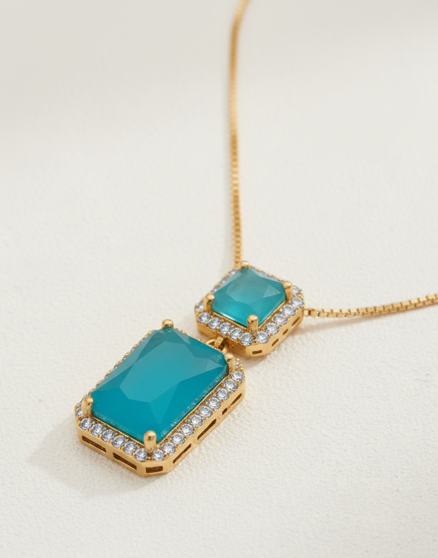 Azure Dreamcatcher Turquoise CZ Necklace & Earring Set