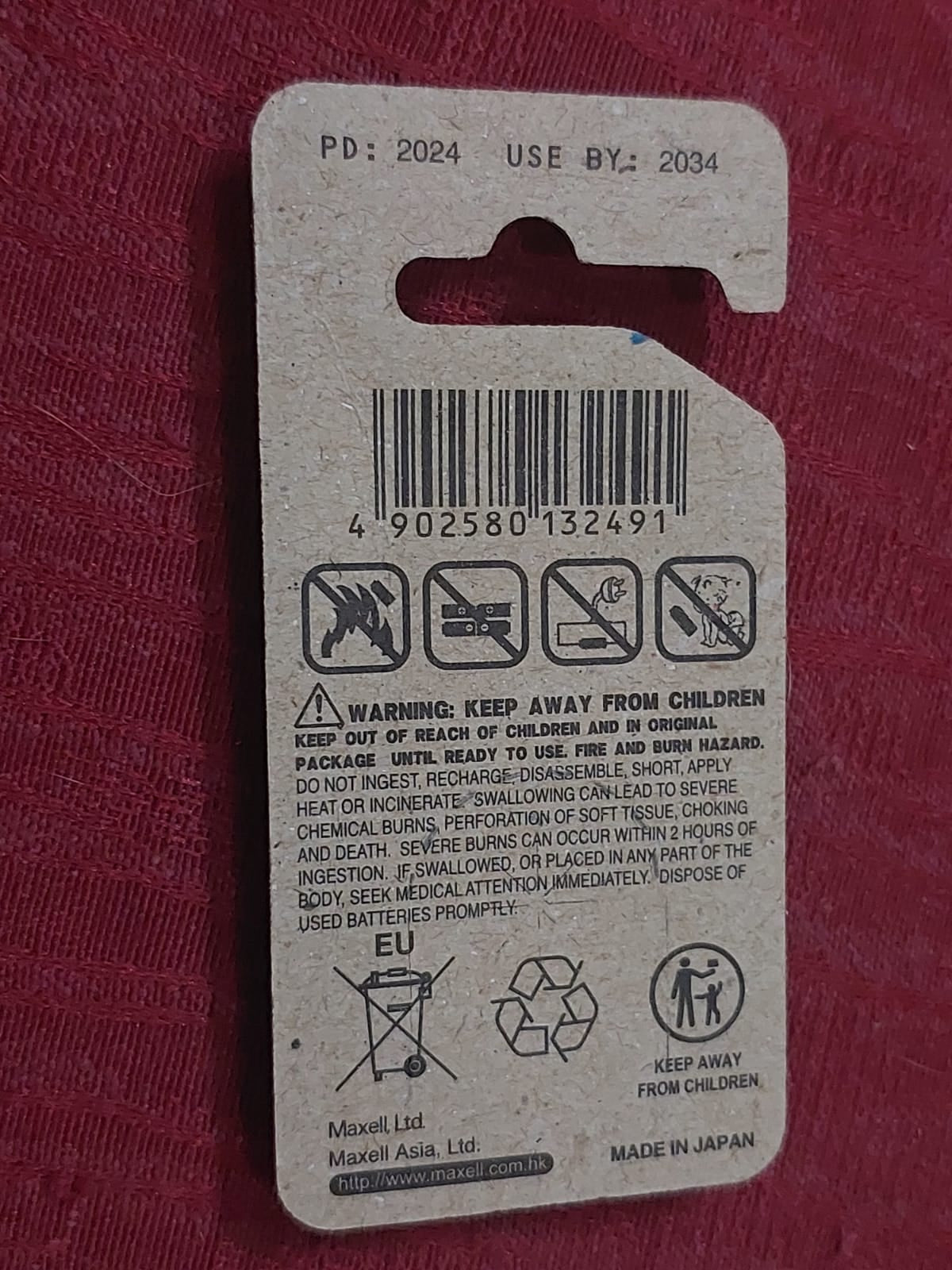 Maxell CR1620 Lithium Coin Cell Battery – 3V