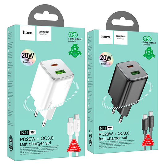 N41 Almighty PD20W + QC3.0 Dual Port Fast Charger (EU Plug)