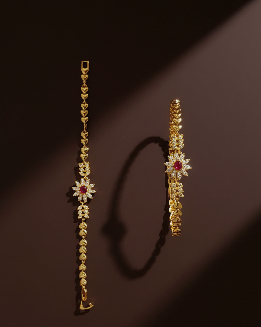 Ruby Bloom Heart Bracelet