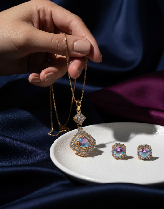 Celestial Radiance Mystic CZ Necklace & Earring Set