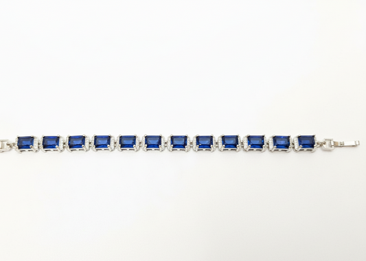 Square Link Blue Sapphire Tennis Bracelet