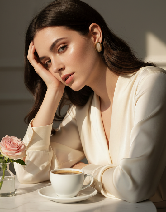 Classic Oval Cat's Eye Cabochon Gold Stud Earrings