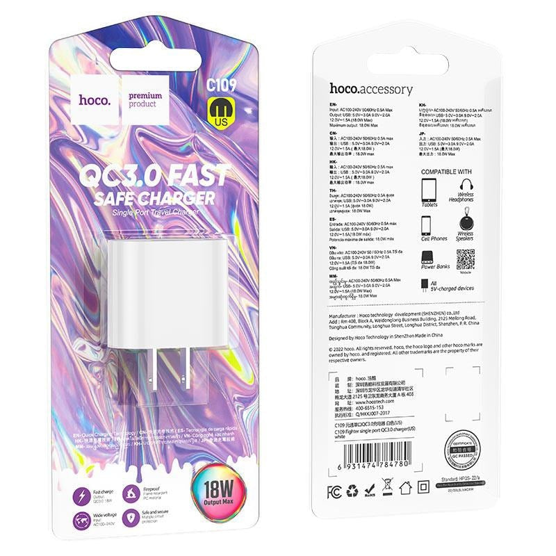 HOCO C109 – Dual Port Fast Charging Adapter (18W / 20W)