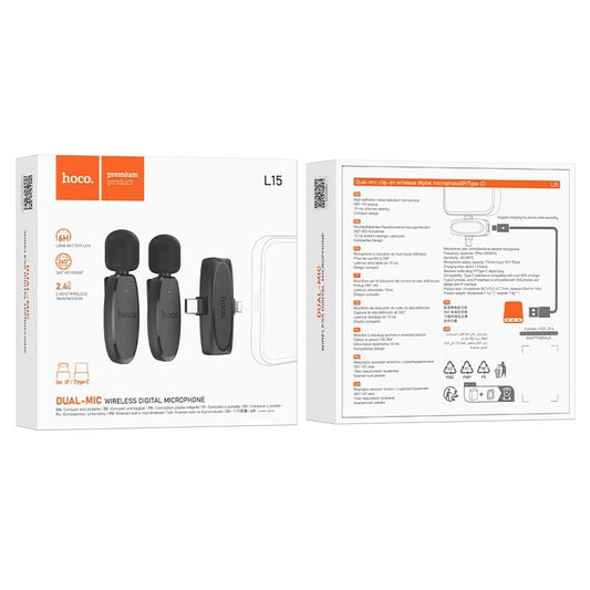 L15 Type-C Crystal Lavalier Wireless Digital Microphone – Clear Audio for Recording & Streaming