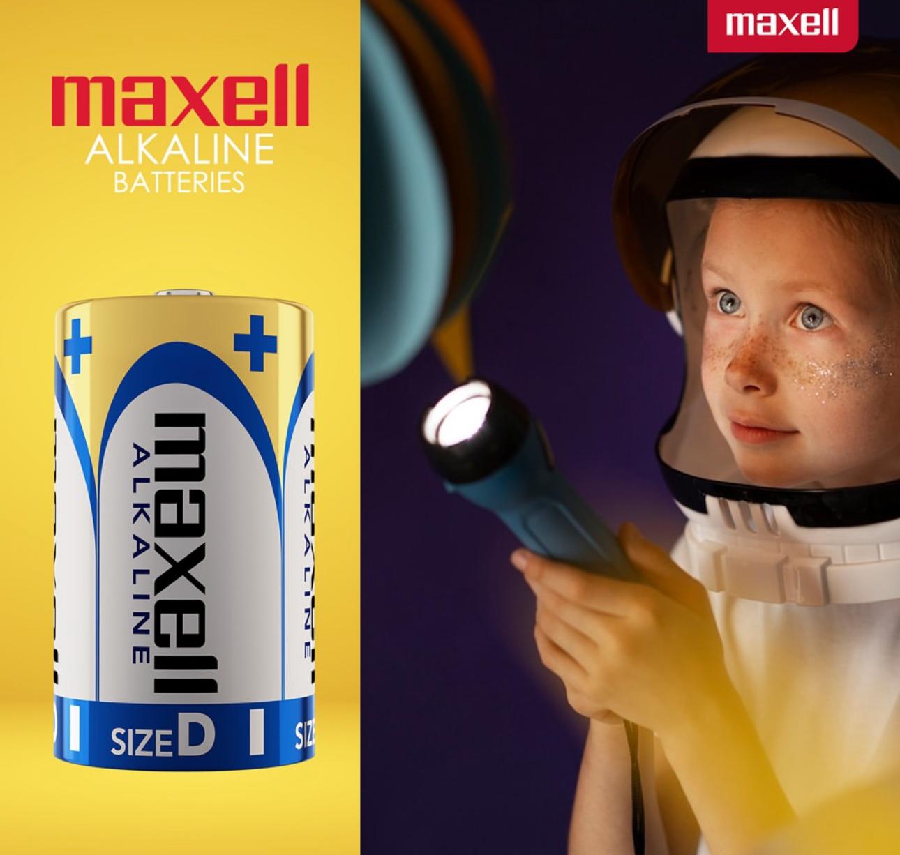 Maxell D Size Alkaline Batteries – Card Pack of 2