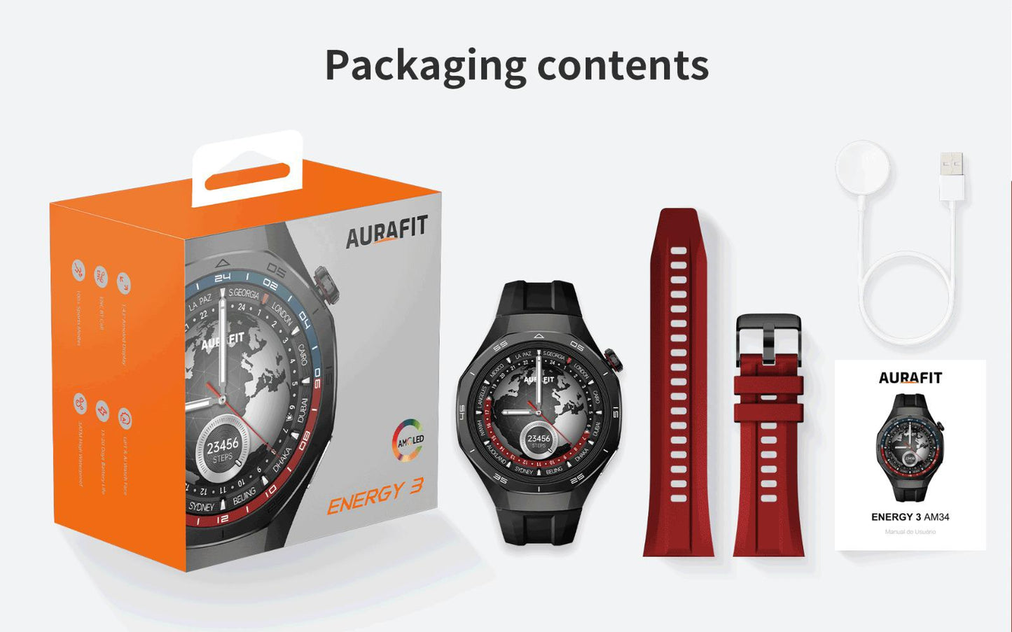 Aurafit AM34 Smart Watch – Premium Fitness & Health Tracker