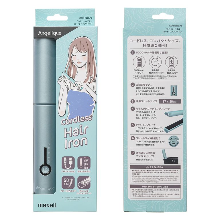Maxell Angelique Cordless Hair Iron MXHI-R200 – Wireless, Travel-Friendly Hair Straightener