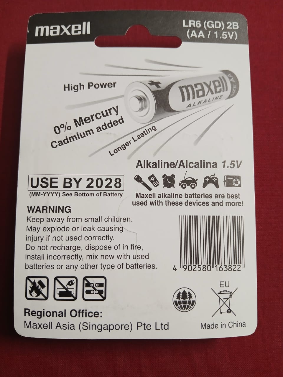 Maxell AA Alkaline Batteries – 2-Pack Card | Long-Lasting Power