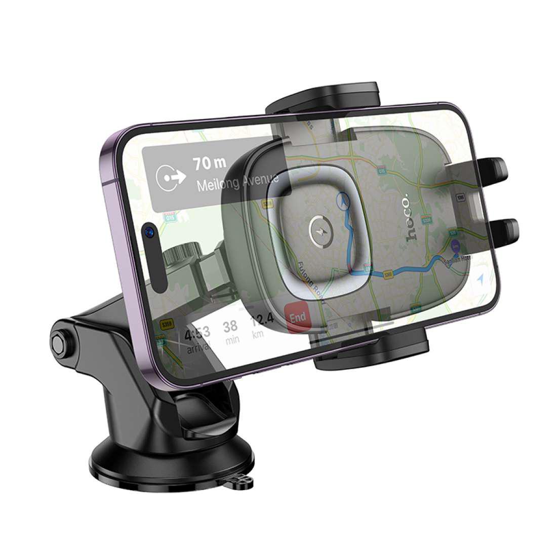HW32 Crown Push-Type Wireless Charging Car Holder – Center Console Mount