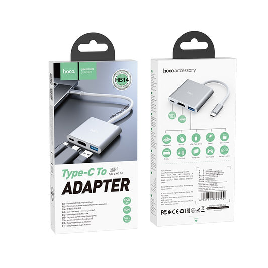 HB14 Easy Use Type-C Multi-Function Adapter – USB 3.0 + HDMI + PD