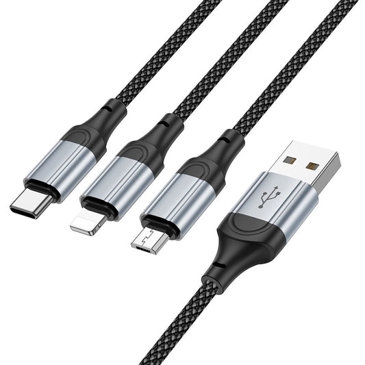 X102 Fresh 3-in-1 Charging Data Cable – iPhone, Micro USB & Type-C